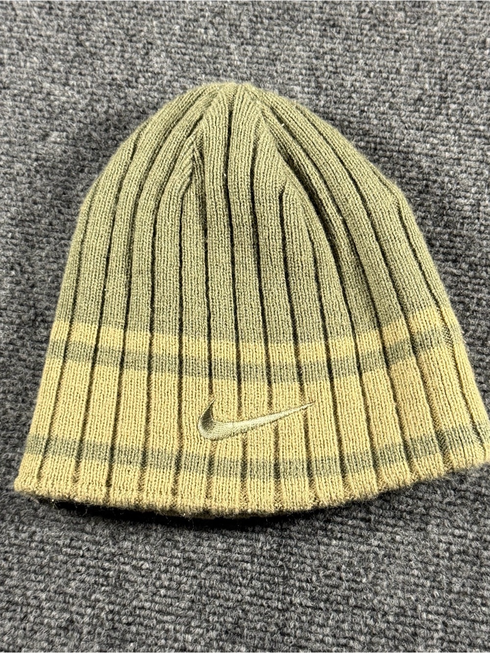 Vintage Nike Reversible Green and Tan Beanie Comfy Soft and Warm Athleisure